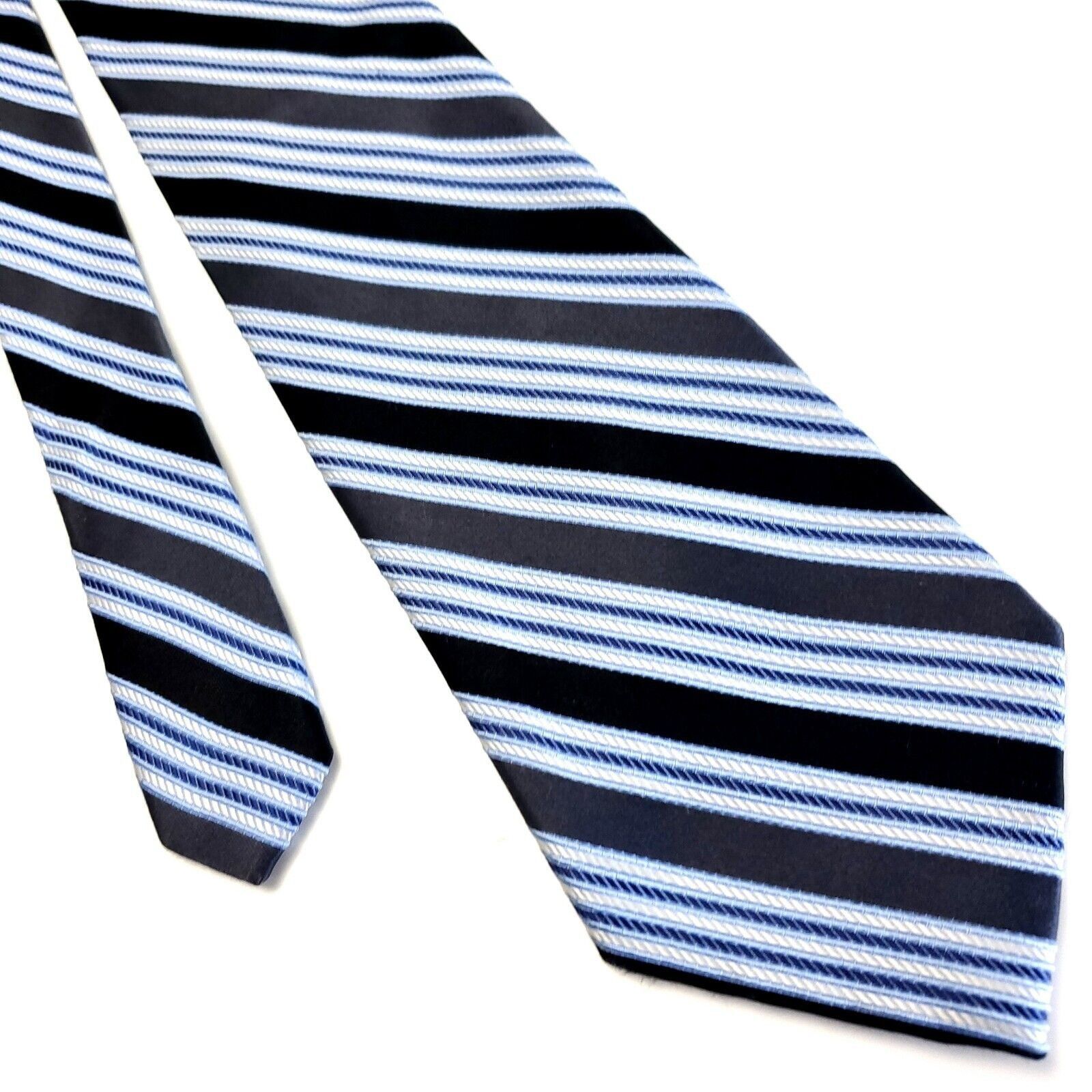 Club Room Club Room White Black Silk Tie Woven Striped Size ONE SIZE - 1 Thumbnail