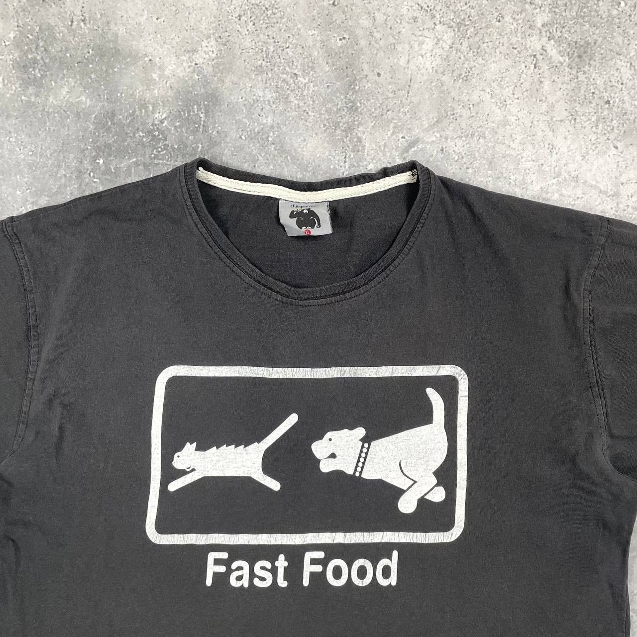 Other Vintage 2000s Chimpanzee Fast Food Humor T Shirt Faded Black Size US L / EU 52-54 / 3 - 3 Thumbnail