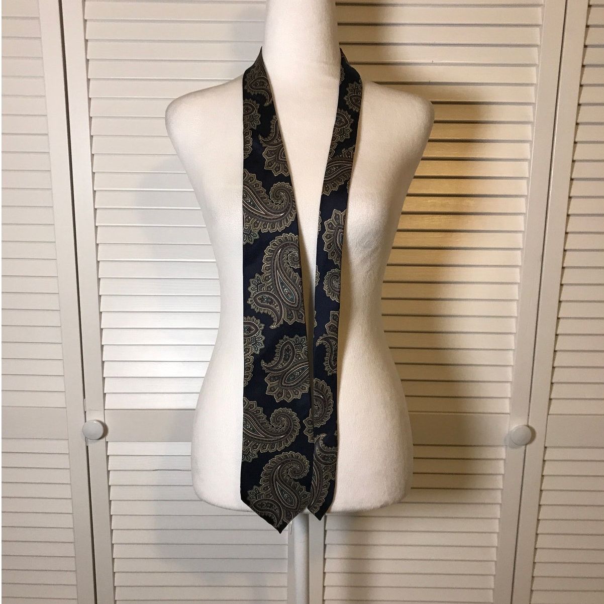 Other Scott Foster Blue Paisley Silk Classic Wide Men Necktie Size ONE SIZE - 2 Thumbnail
