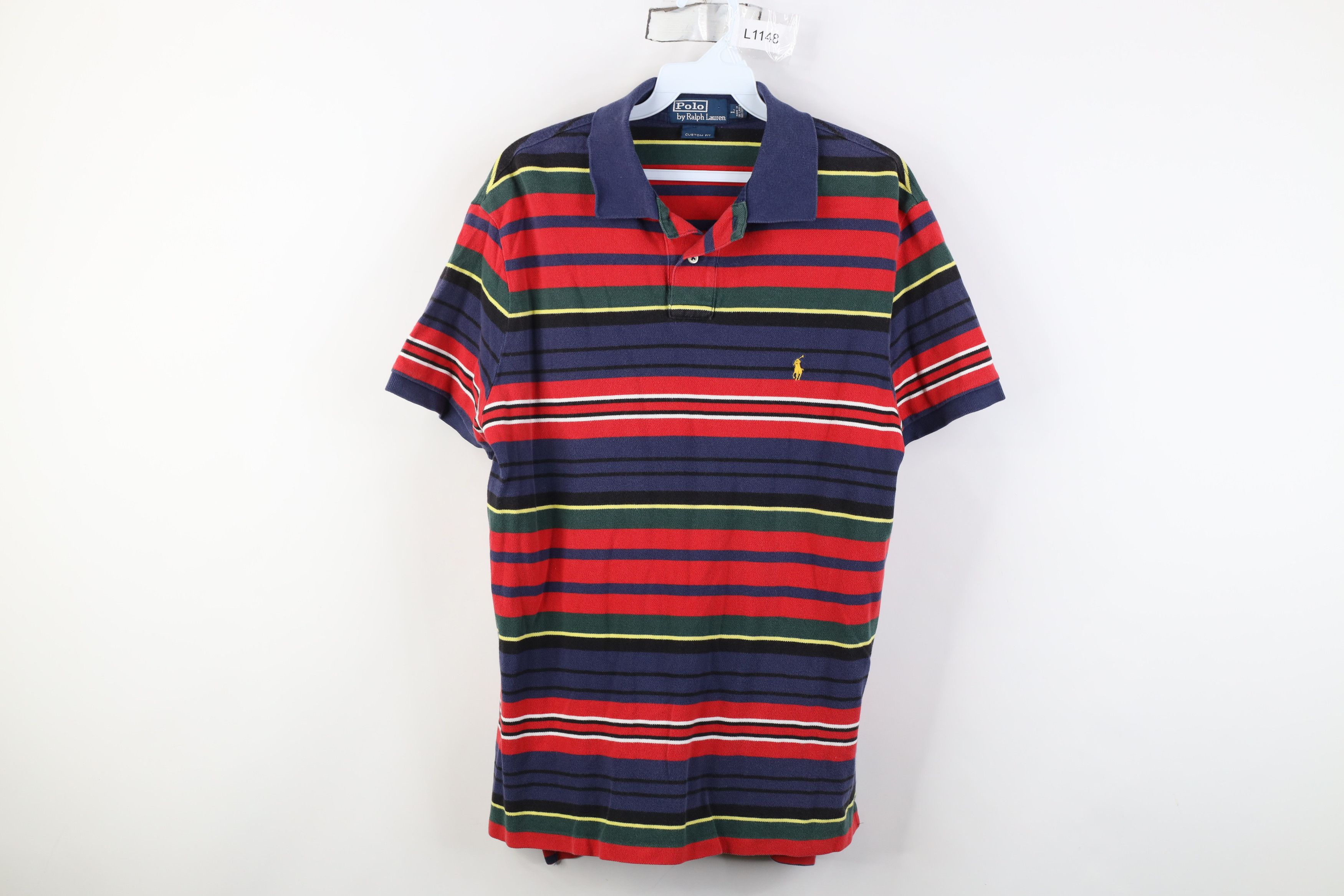 Polo Ralph Lauren Vintage 90s Ralph Lauren Striped Collared Golf Polo Shirt Size US L / EU 52-54 / 3 - 1 Thumbnail
