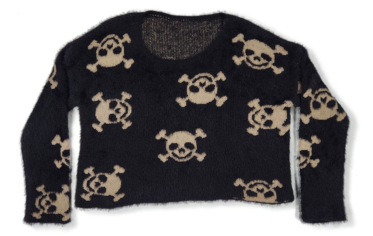 Shein SHEIN Eyelash Knit Skull Jacquard Cropped Pullover Boxy L Size L / US 10 / IT 46 - 1 Thumbnail