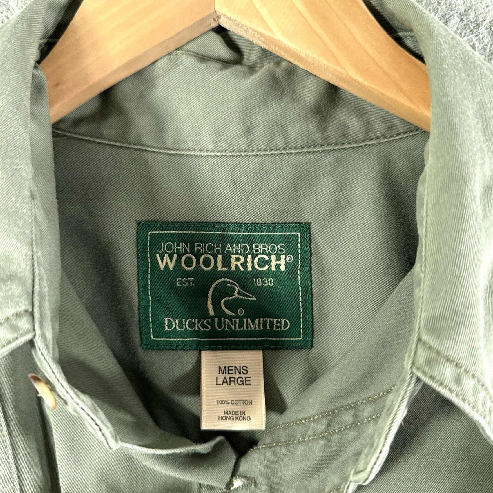 Vintage VINTAGE Woolrich Shirt Mens Button-Up Long Sleeve Olive Green 90s Hunting Military Outdoor Rugged Utility Large L Size US L / EU 52-54 / 3 - 7 Thumbnail