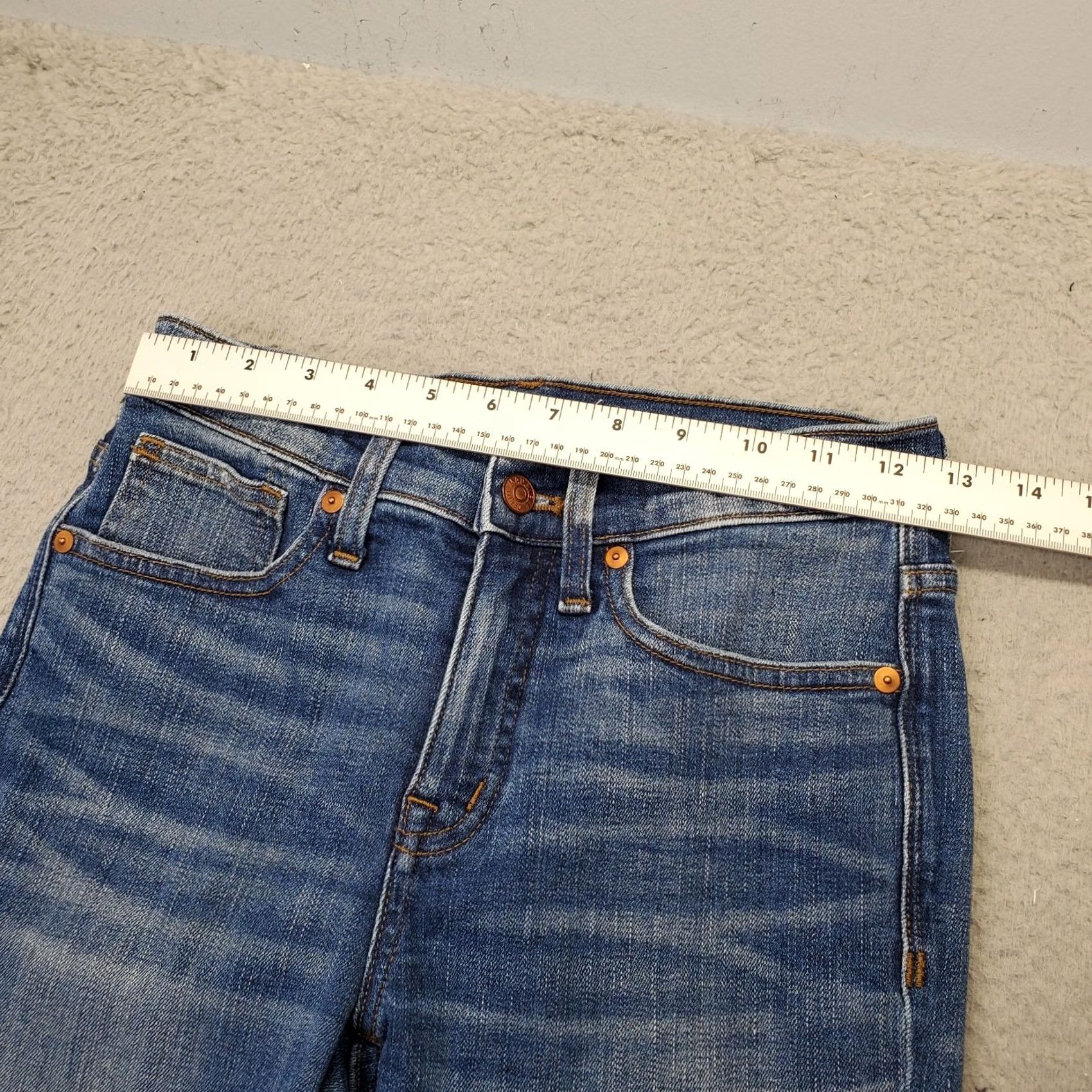 Madewell Madewell Womens 26 Blue Denim Skinny Crop Jeans High Rise Whiskered Faded Raw Hem Size 26" / US 2 / IT 38 - 3 Thumbnail