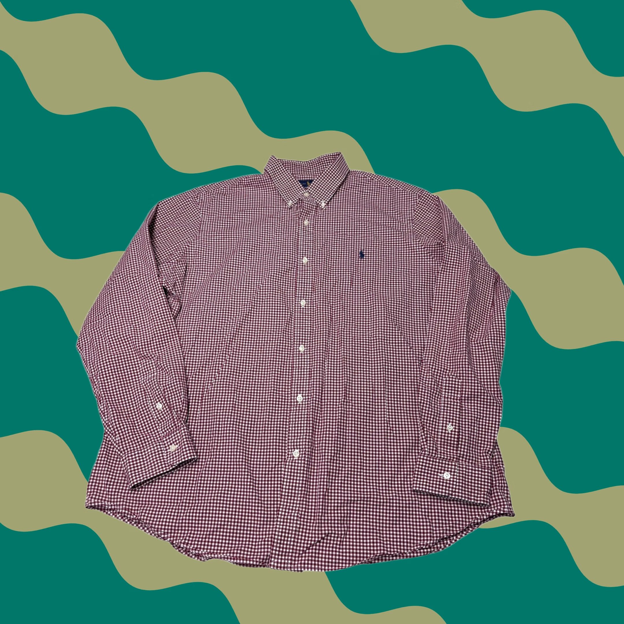 Ralph Lauren Ralph Lauren XXL Burgundy White Gingham Button Down Shirt - Classic Fit, Long Sleeve, Silk Blend Size US XXL / EU 58 / 5 - 1 Thumbnail