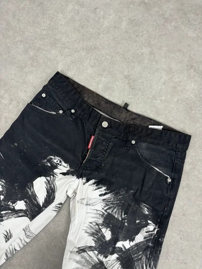 Dsquared2 AW2015 Dsquared2 Black White Denim Floral Print Straight Jeans Size US 32 / EU 48 - 5 Thumbnail