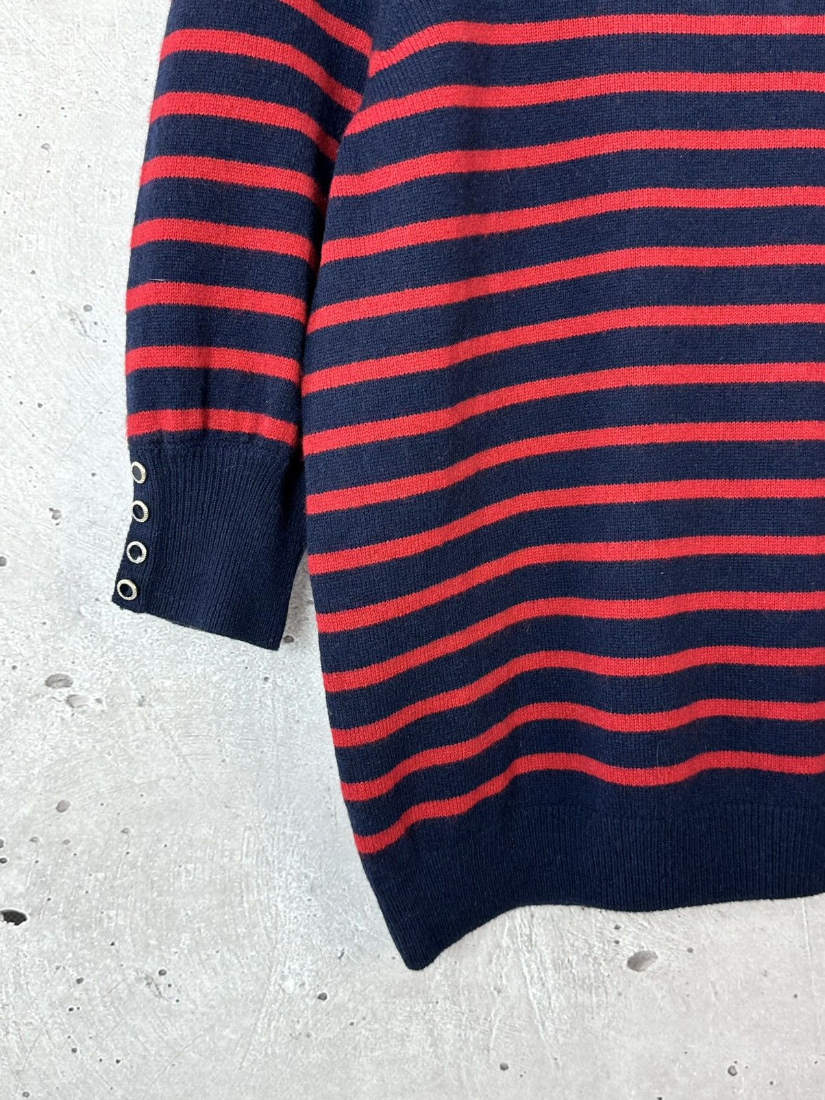 Sezane Sezane Cashmere Stripped Gold Buttons Short Sleeve Sweater Size S / US 4 / IT 40 - 5 Thumbnail