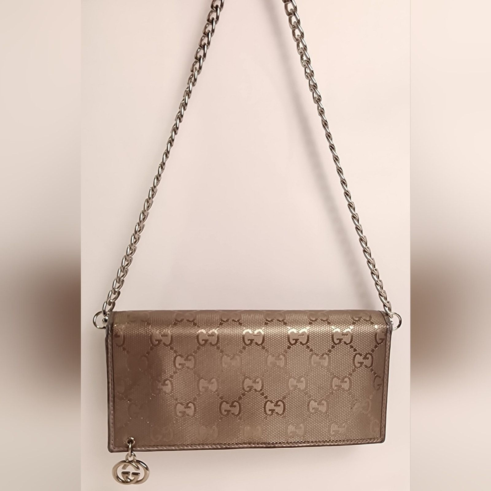 Gucci Gucci GG Imprime Continental Wallet Metallic Silver/Grey WOC Size ONE SIZE - 10 Thumbnail