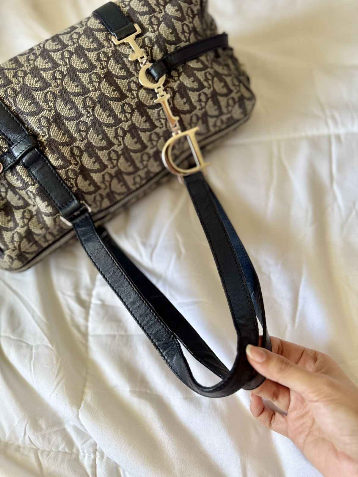 Christian Dior Monsieur × Dior × Vintage DIOR Navy Blue Diorissimo Trotter Charm Shoulder Duffle Bag Size ONE SIZE - 15 Thumbnail