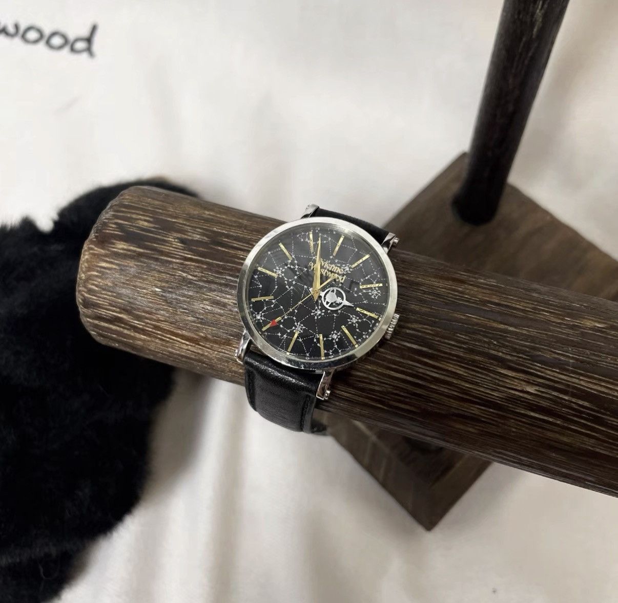 Vivienne Westwood Black Starry Dial Leather Strap Watch Size ONE SIZE - 1 Thumbnail