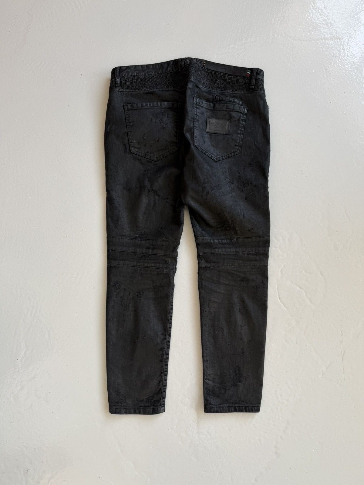 Philipp Plein Philipp Plein born&raised distressed waxed biker denim Size US 36 / EU 52 - 2 Thumbnail