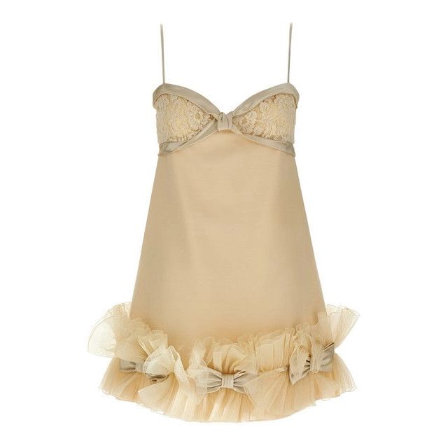 VALENTINO Beige Wool/Silk Ruffles Dress New & Authentic (Wom