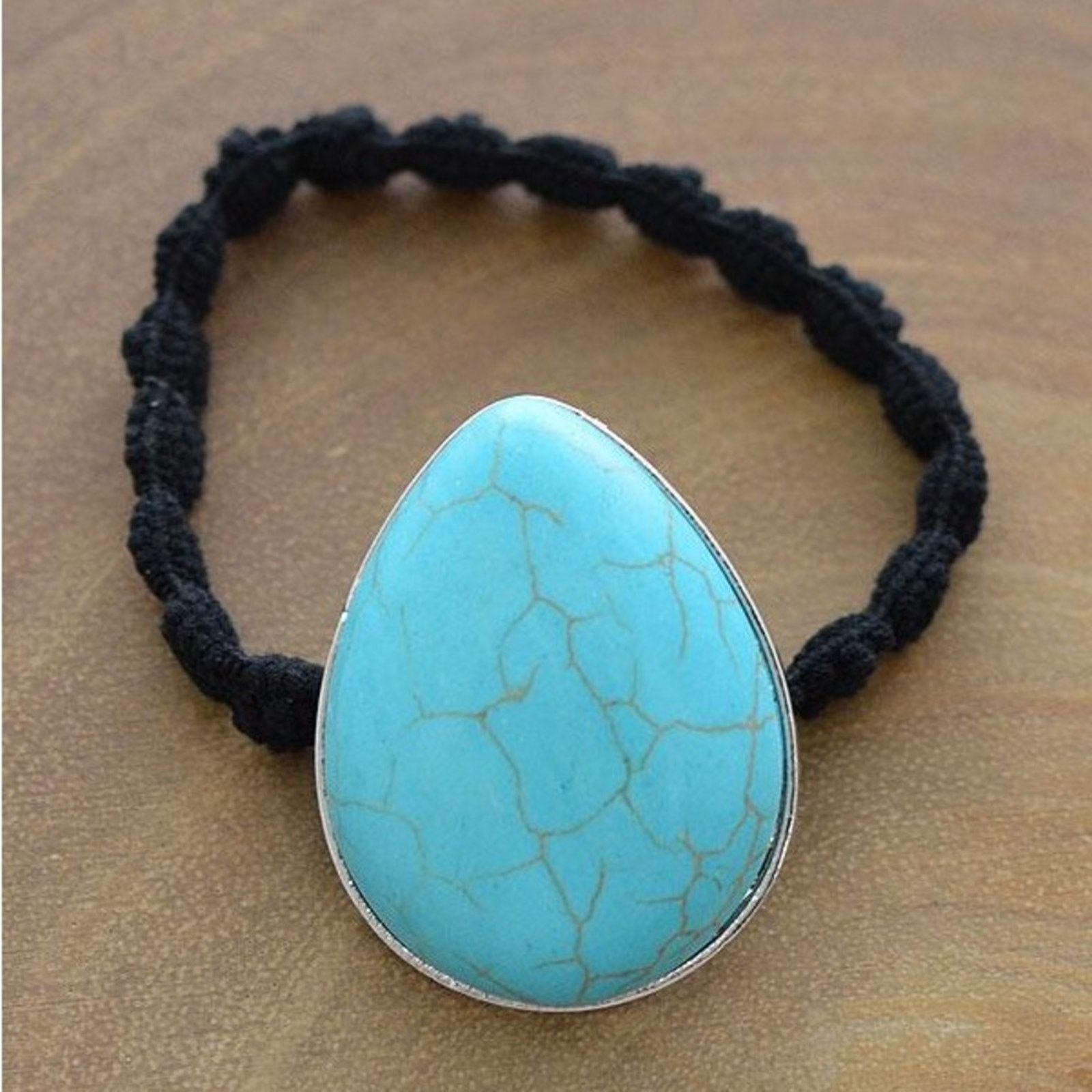 Tibi Western Turquoise Teardrop Ponytail Holder NWT Size ONE SIZE - 1 Thumbnail