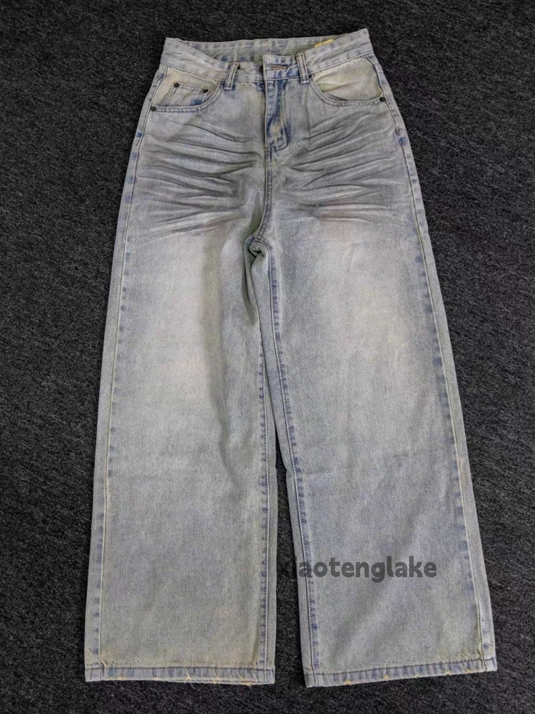 Vintage Custom washed faded loose baggy hiphop stain jeans Size US 36 / EU 52 - 6 Thumbnail