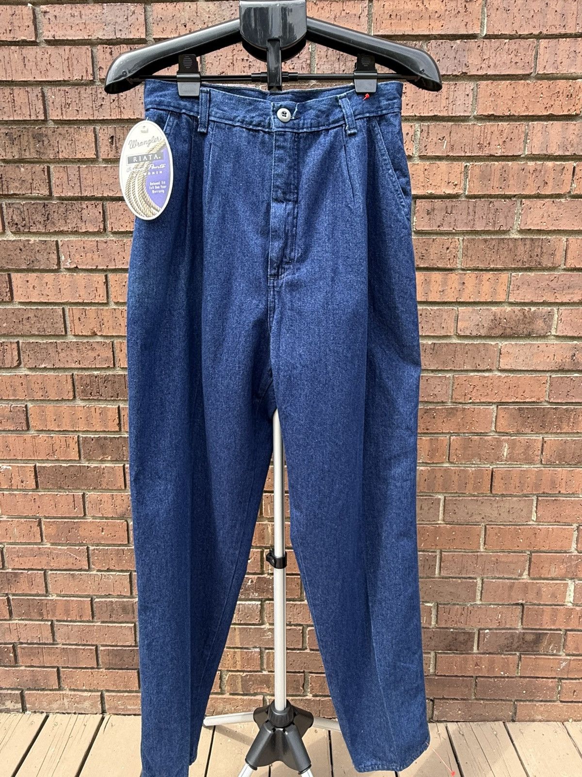 Wrangler VTG Wrangler Riata Dark Denim Pleated Pants Relaxed Jeans Size 29" - 2 Thumbnail