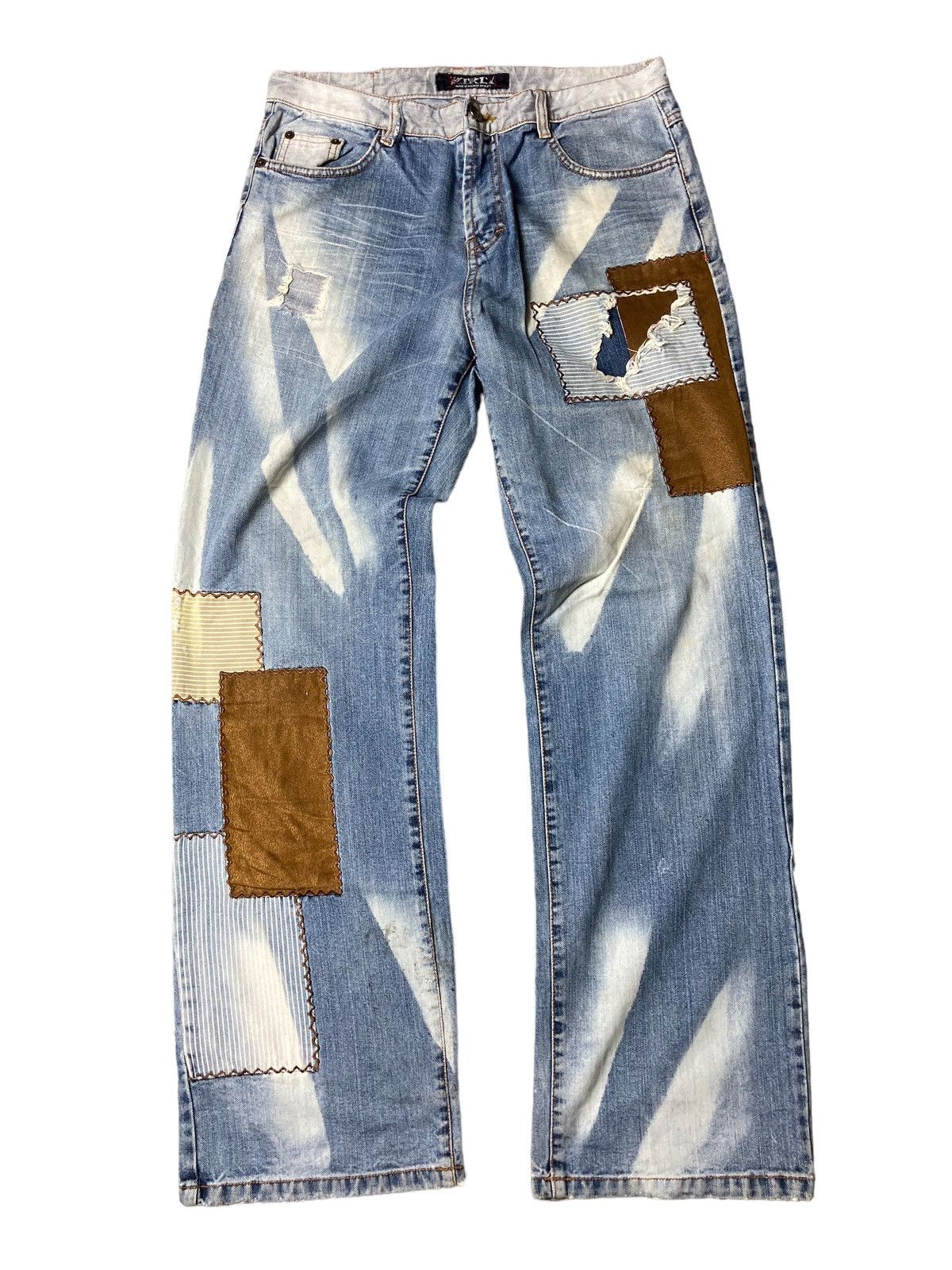 Designer × Japanese Brand × PPFM KIKLY Distressed Patchwork Good Washed Jeans Japanese Brand💥 Size US 31 - 1 Thumbnail