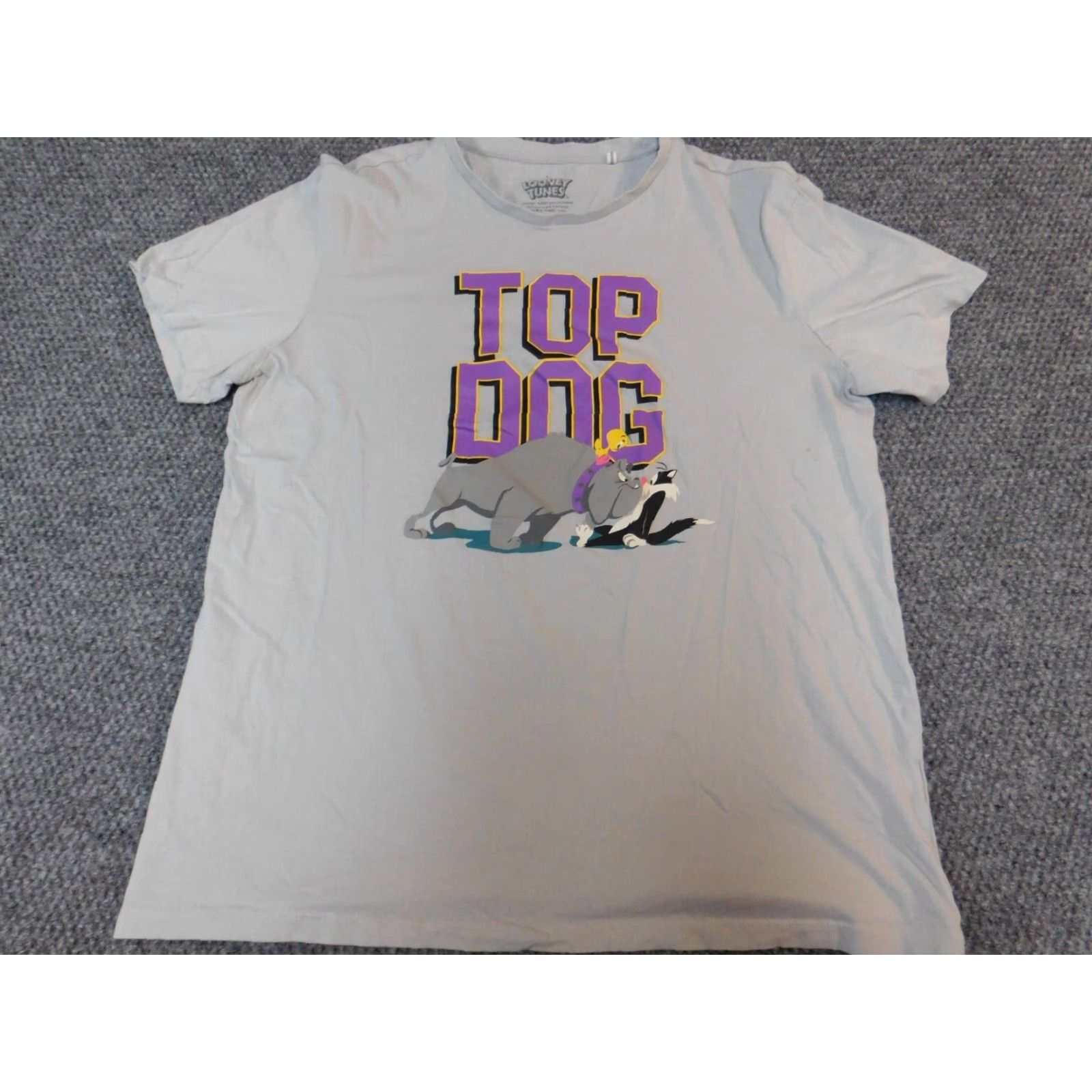 Vintage Looney Tunes Mens T-Shirt Large Gray Dog 90s Crew Neck Short Sleeve Logo Cotton Blend Polyester Size US L / EU 52-54 / 3 - 2 Thumbnail