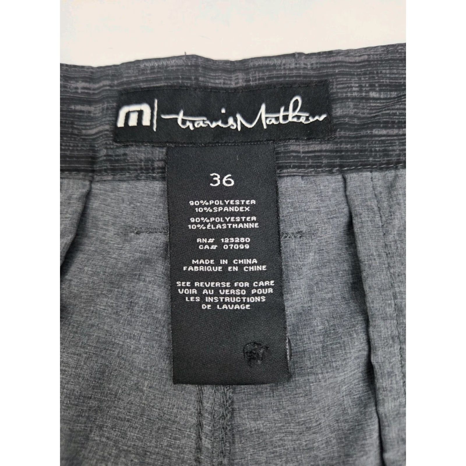 TravisMathew Travis Mathew Mens Golf Chino Shorts Black/Grey Striped Pockets Size 36 Regular Inseam 10 in Zipper Front Flat Fall Spring Summer Clothing Mens Size US 36 / EU 52 - 4 Thumbnail