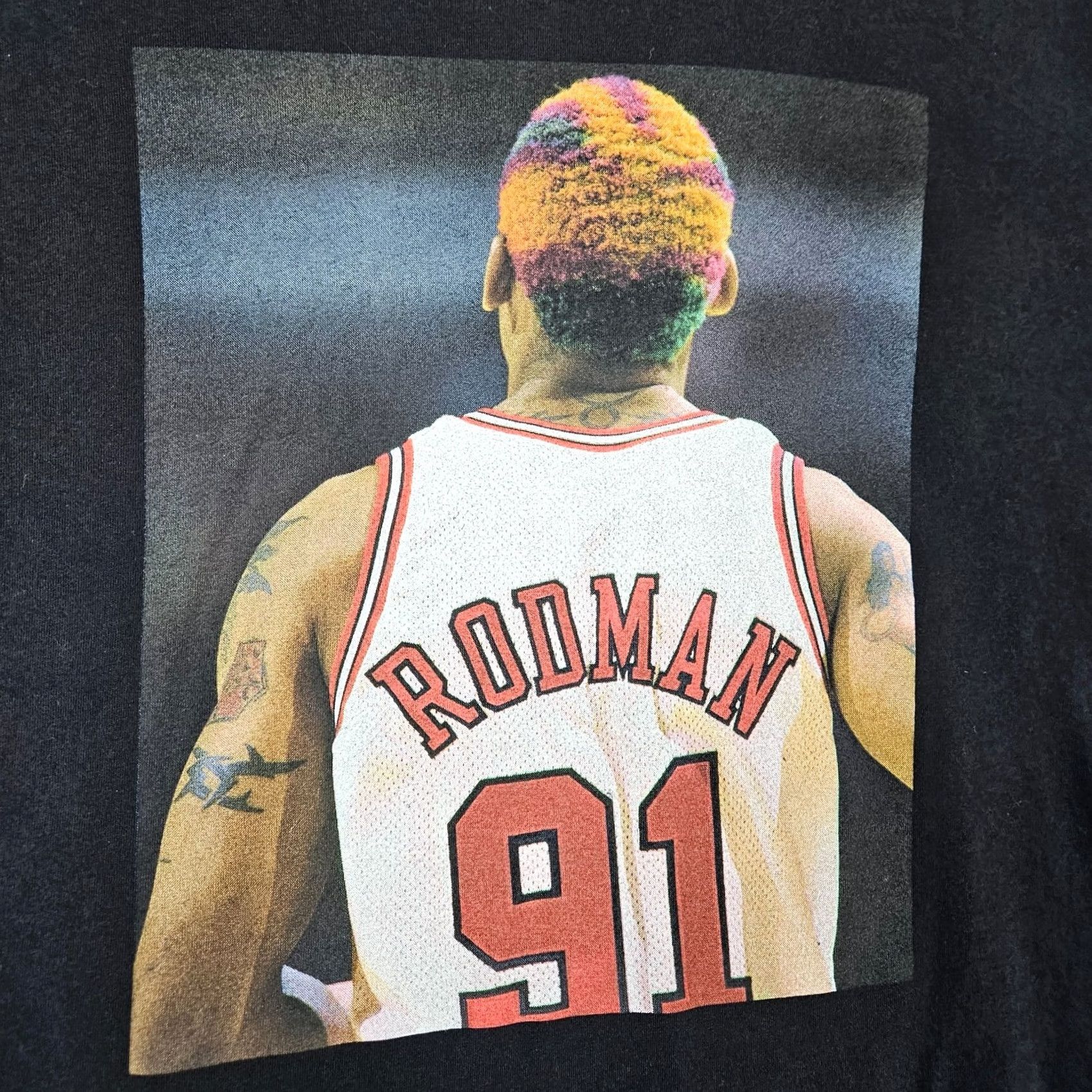 Mitchell & Ness Mitchell & Ness Dennis Rodman Black Tee Size L Men's Graphic #91 Chicago Bulls Shirt Ladies? Size US L / EU 52-54 / 3 - 5 Thumbnail