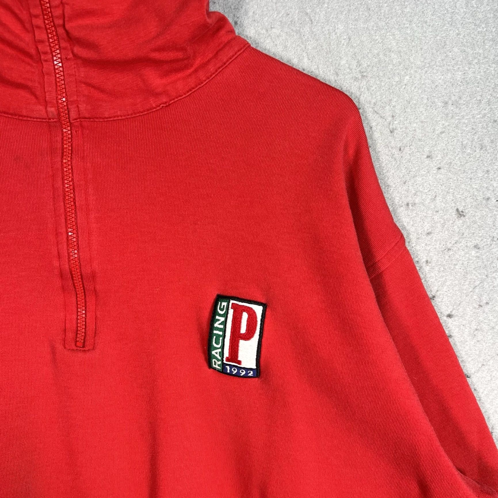 VINTAGE Ralph Lauren Polo Racing 1/4 Zip Sweater Men Large Red 90s