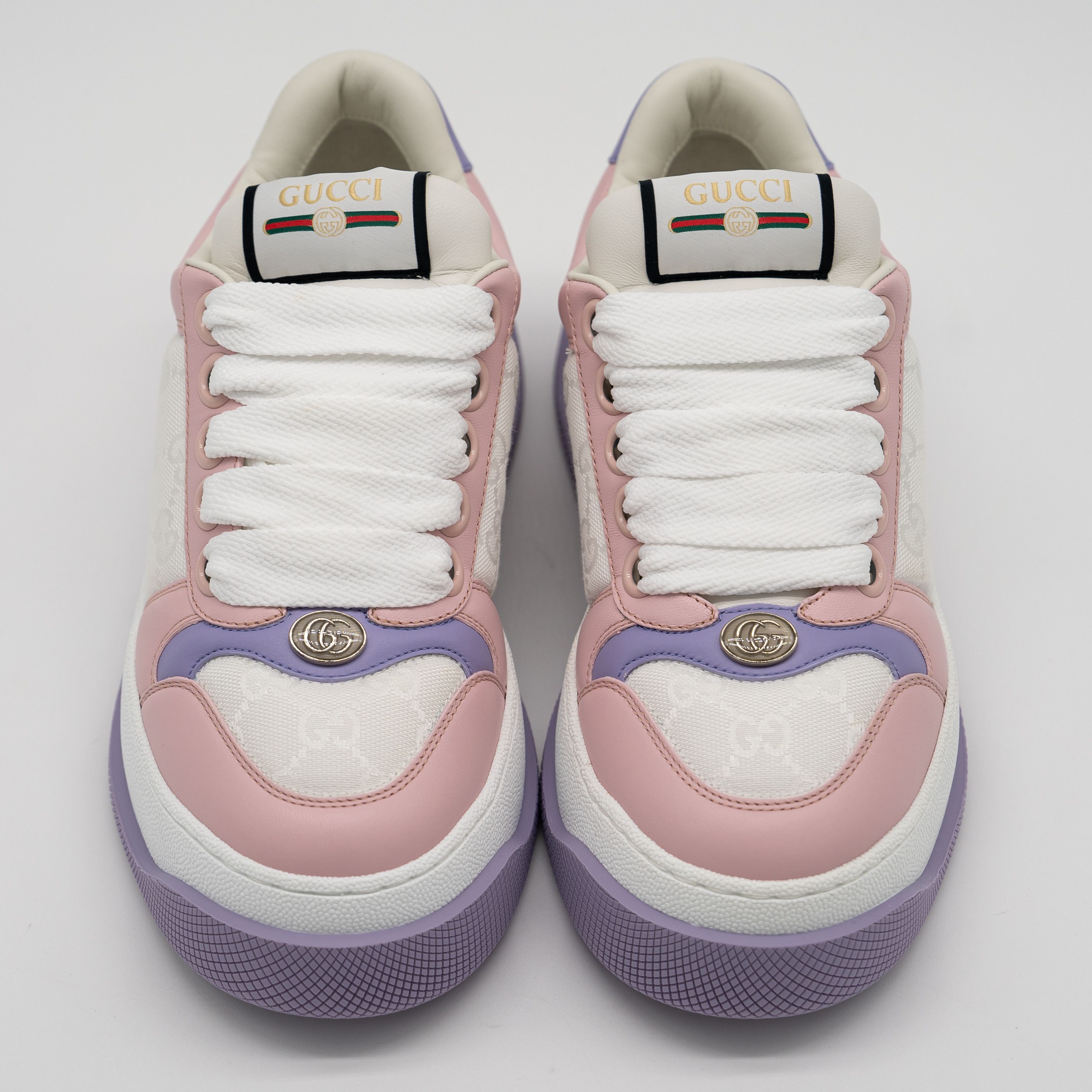 Gucci 7 US Gucci Double Screener Pink Puple Leather Sneakers GG Size US 7 / IT 37 - 3 Thumbnail