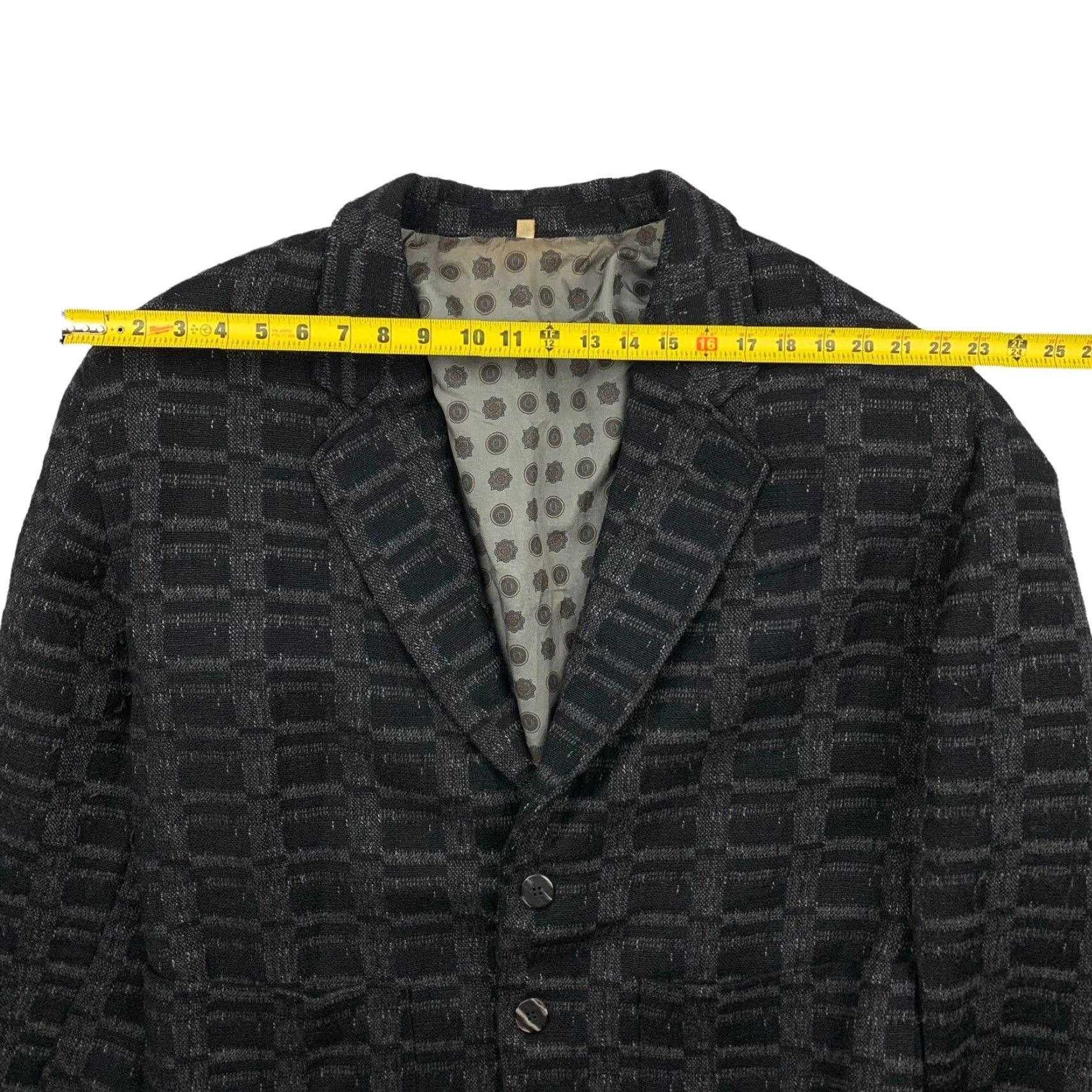 Vintage Mauro Burani Blazer Jacket Women Black/Gray Geometric Size 52 IT | 42 US, 2 Button Front, Short, Polyester, Regular, Basic Jacket Size XXL / US 16-18 / IT 52-54 - 5 Thumbnail
