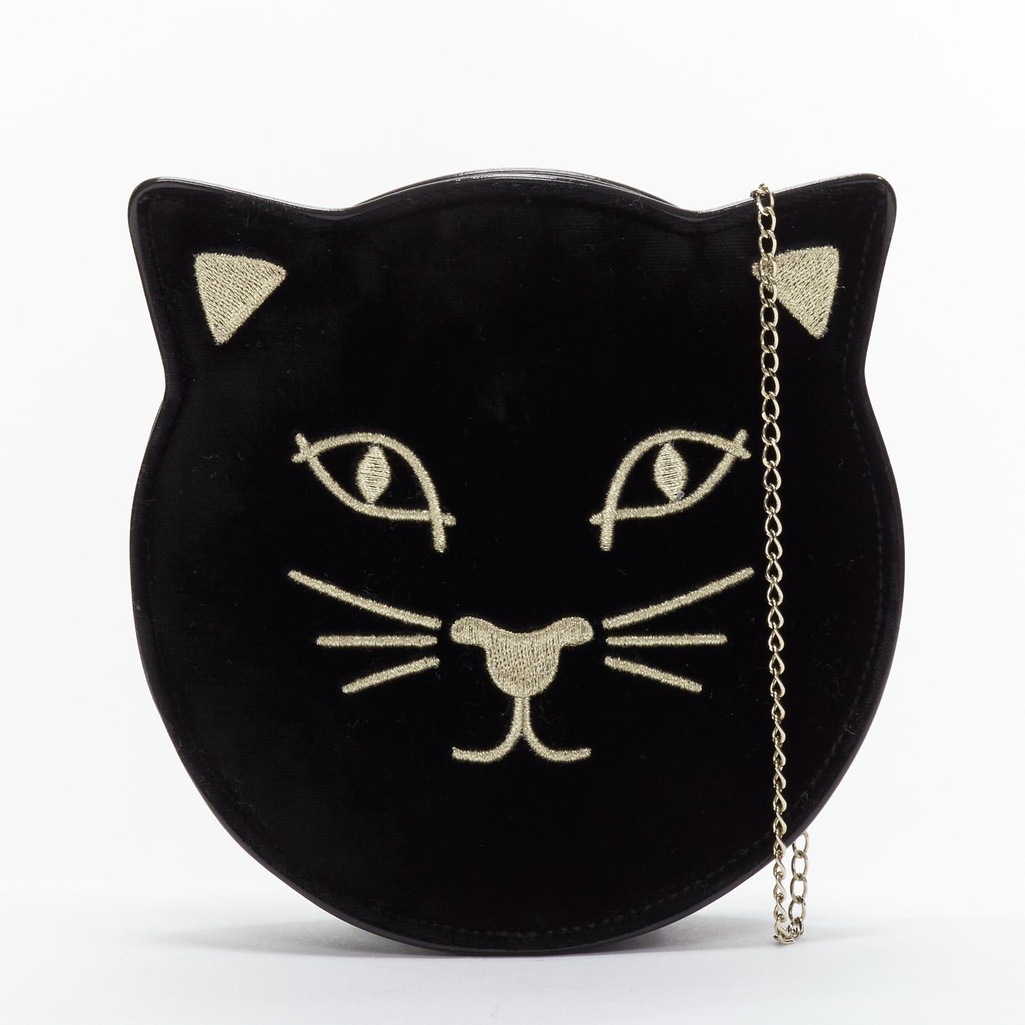 Charlotte Olympia CHARLOTTE OLYMPIA Kitty black velvet gold embroidered