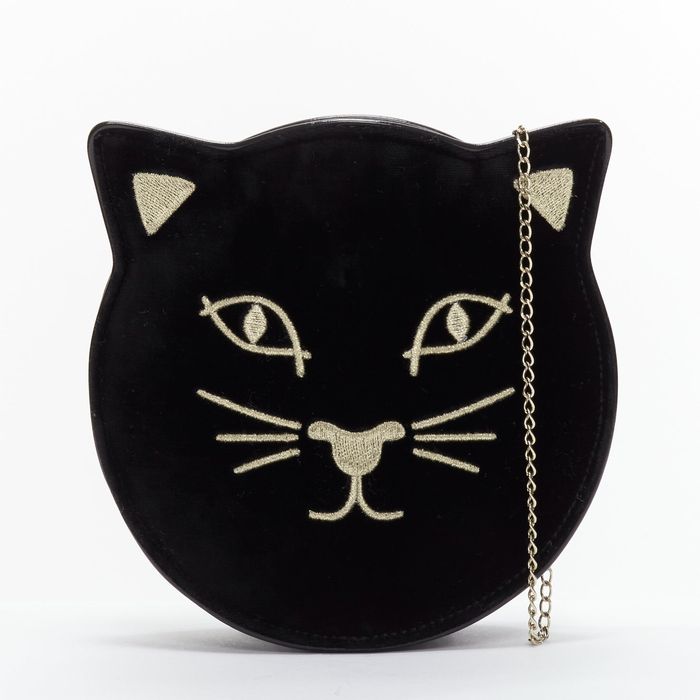 Charlotte Olympia CHARLOTTE OLYMPIA Kitty black velvet gold embroidered ...