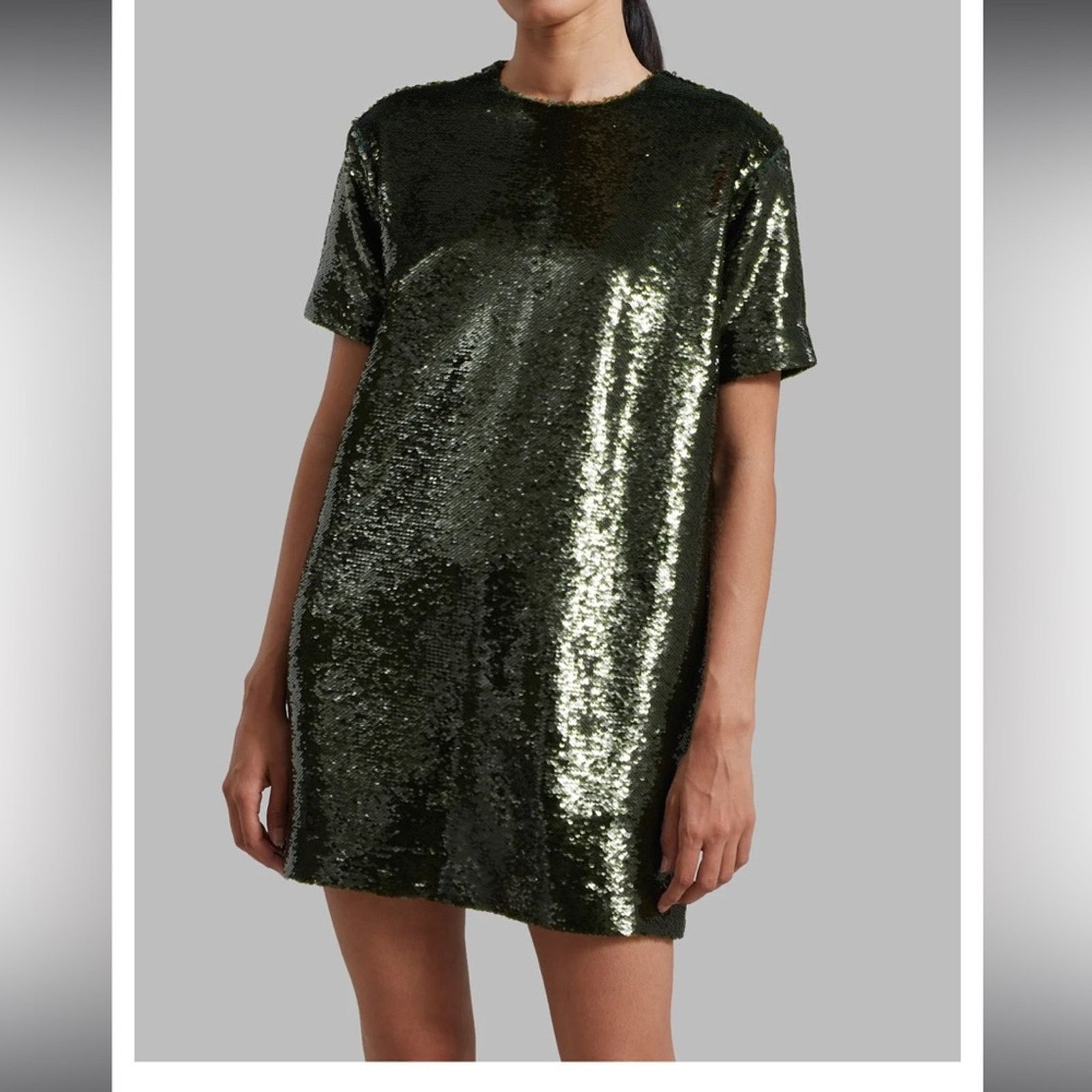 Frankie Shop The Frankie Shop Riley sequin mini tee dress Olive Small NWT Size S / US 4 / IT 40 - 8 Thumbnail