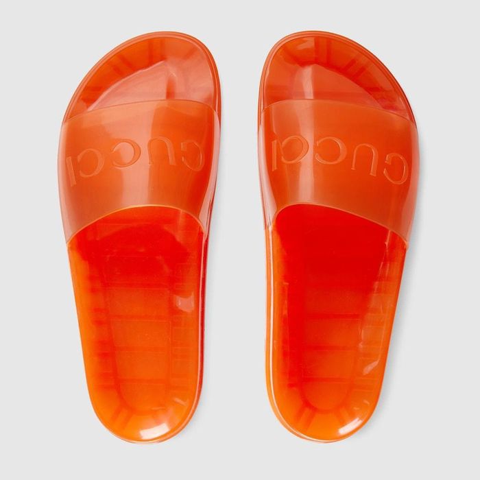 Gucci rubber best sale slides orange