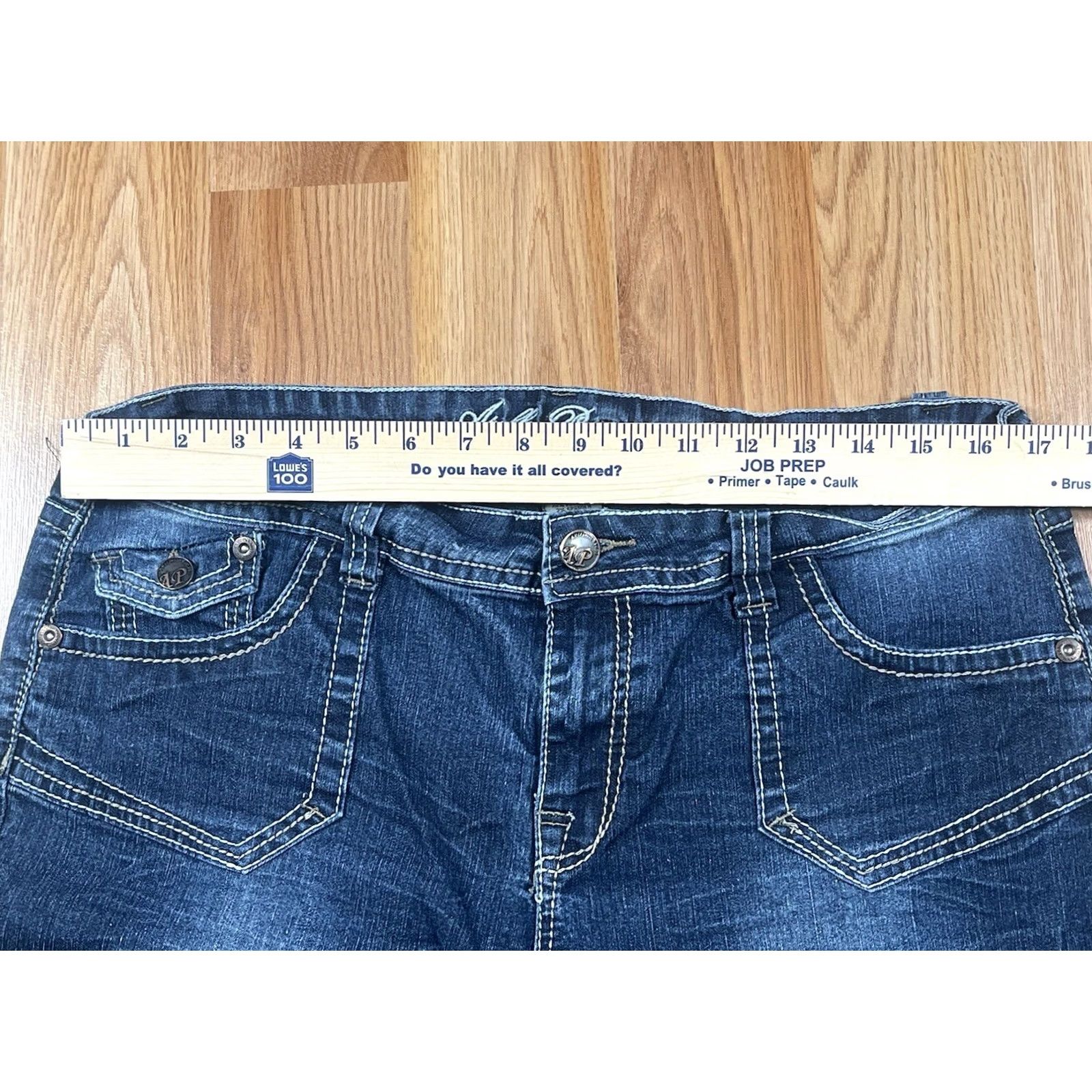 Vintage Apollo Petite Jeans Womens Size 16P Straight Leg High Rise Blue Denim Stretch Size 38" / US 16 / IT 52 - 3 Thumbnail