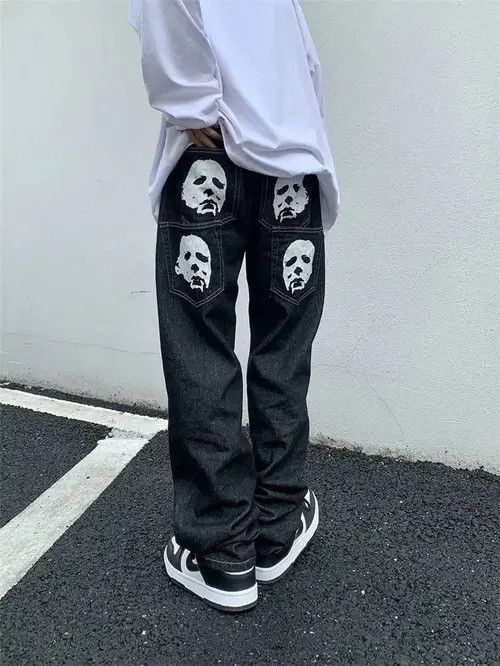Japanese Brand Mizuho x Ayano FACES Graphic Black Streetwear Denim Jeans Size US 34 / EU 50 - 1 Thumbnail