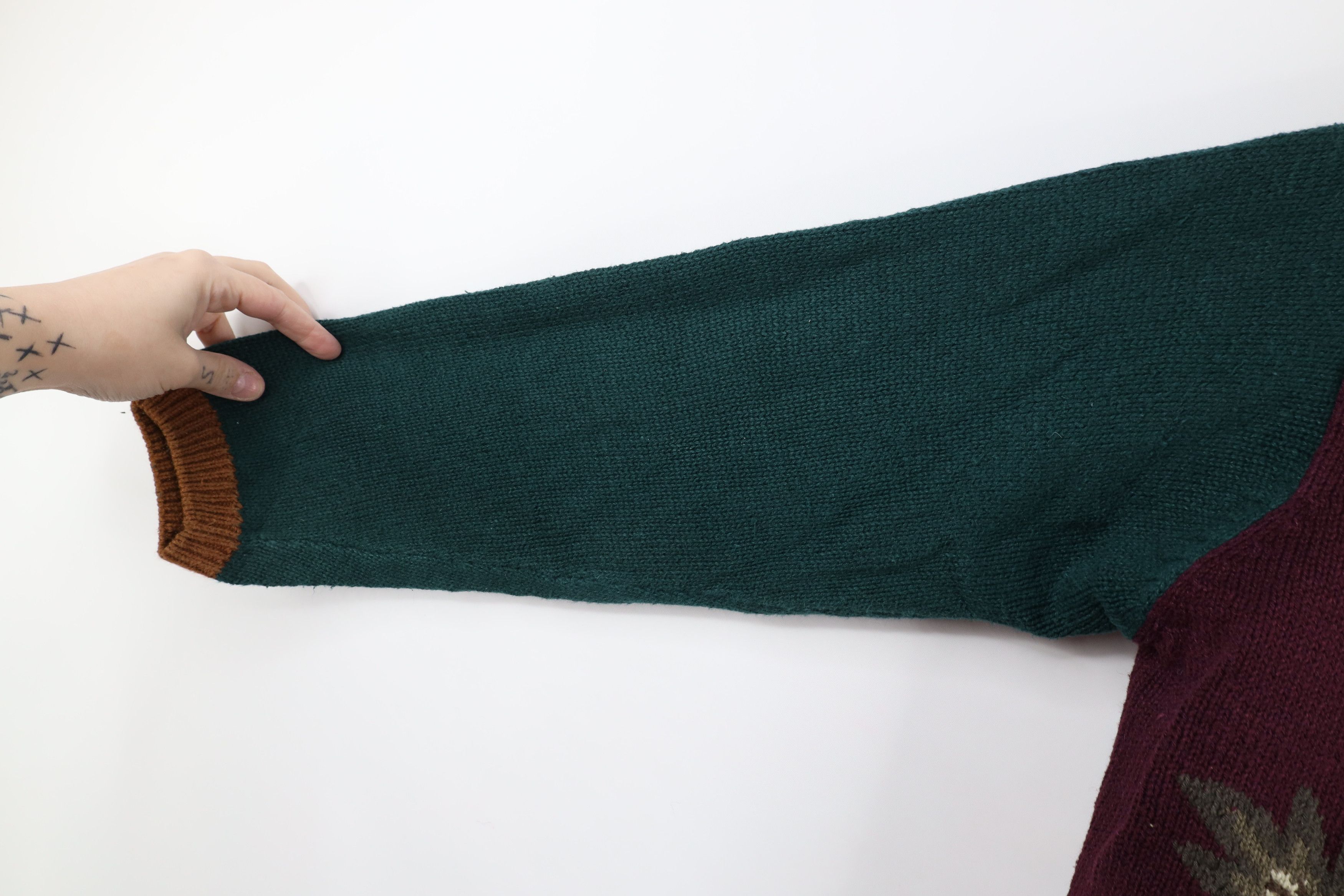 Vintage Vintage 90s Streetwear Nature Leaf Knit Cardigan Sweater Size L / US 10 / IT 46 - 5 Thumbnail