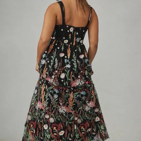 Anthropologie Floral Black Maxi Dress