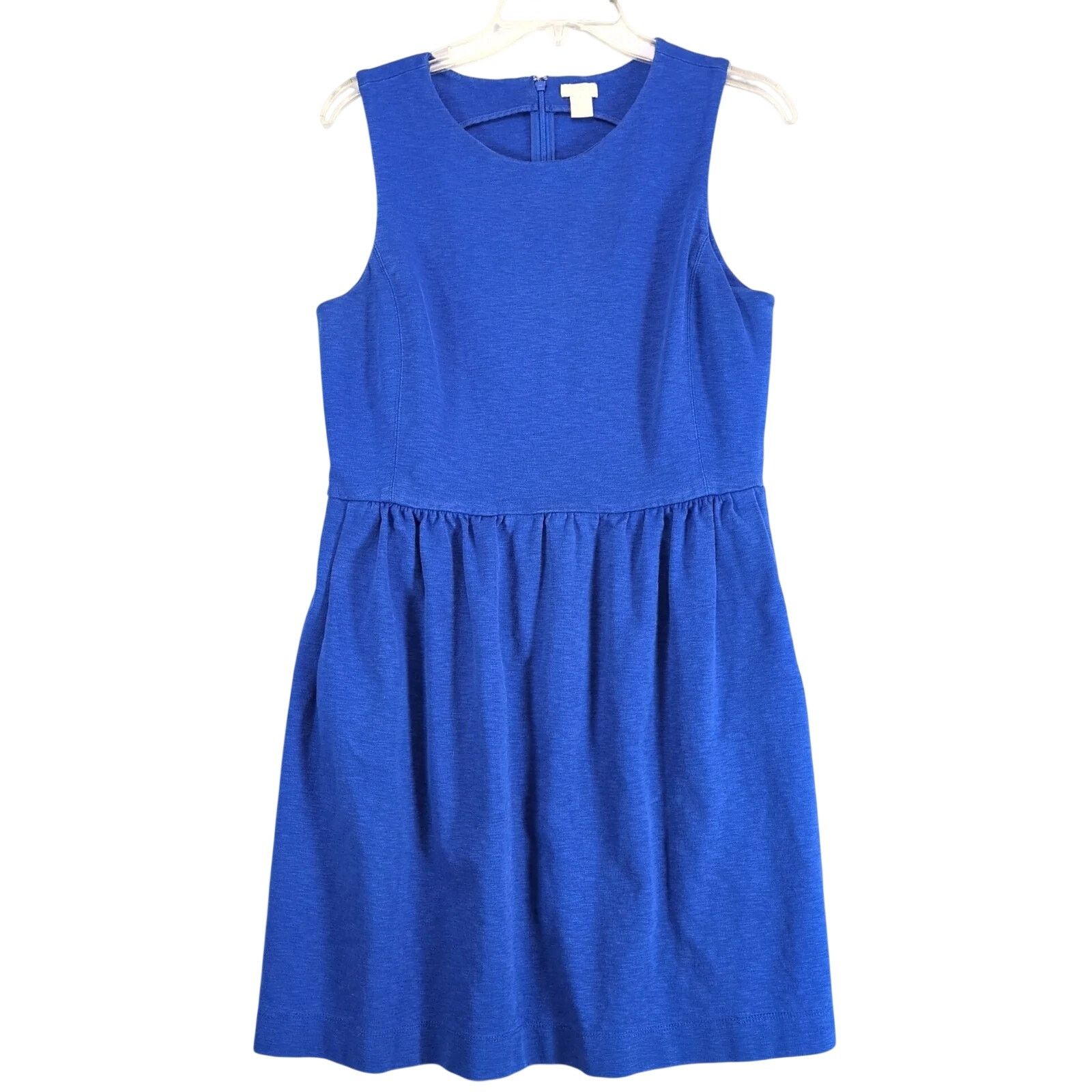 J.Crew J Crew Blue Pleated Ponte Knit Fit & Flare Dress Knee-Length Size M / US 6-8 / IT 42-44 - 1 Thumbnail