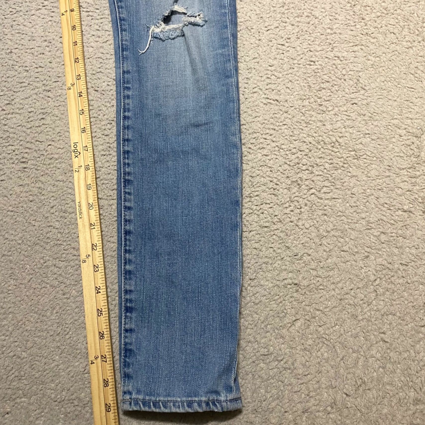 Denime AG Adriano Goldschmied Jeans Womens 27 Blue Denim Cigarette Skinny Distressed Jeans Size 27" / US 4 / IT 40 - 3 Thumbnail