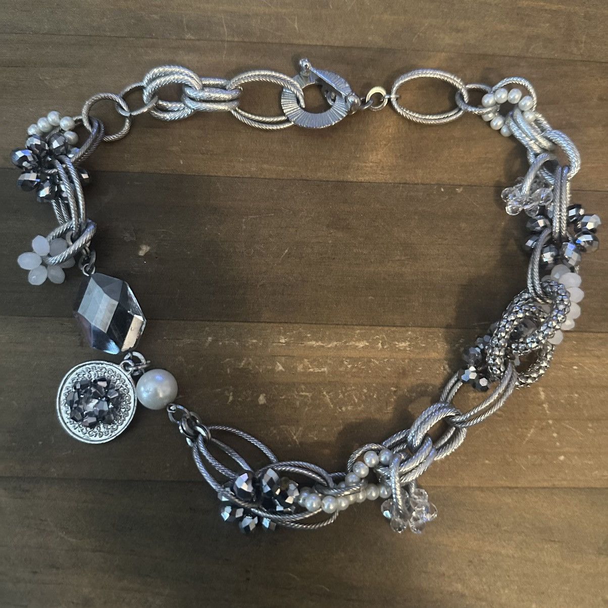 Other Vintage chunky embellished silver tone link necklace Size ONE SIZE - 2 Thumbnail
