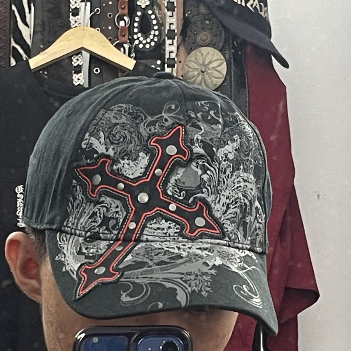 If Six Was Nine × Japanese Brand × Le Grande Bleu (L.G.B.) Black cross tribal hat ifsixwasnine styled Size ONE SIZE - 2 Thumbnail