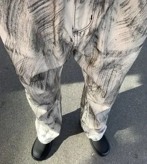 Jean Avant garde fashion painted jeans pants Size US 32 / EU 48 - 5 Thumbnail