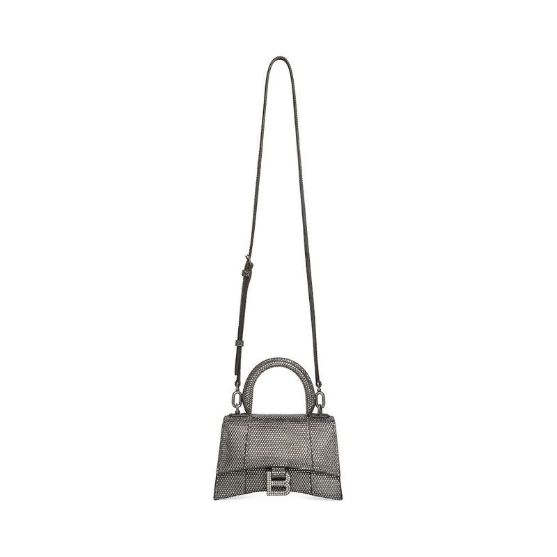 Balenciaga o1s1rm0426 Size: OS / Hourglass XS Handbag Rhinestones Grey Size ONE SIZE - 4 Thumbnail