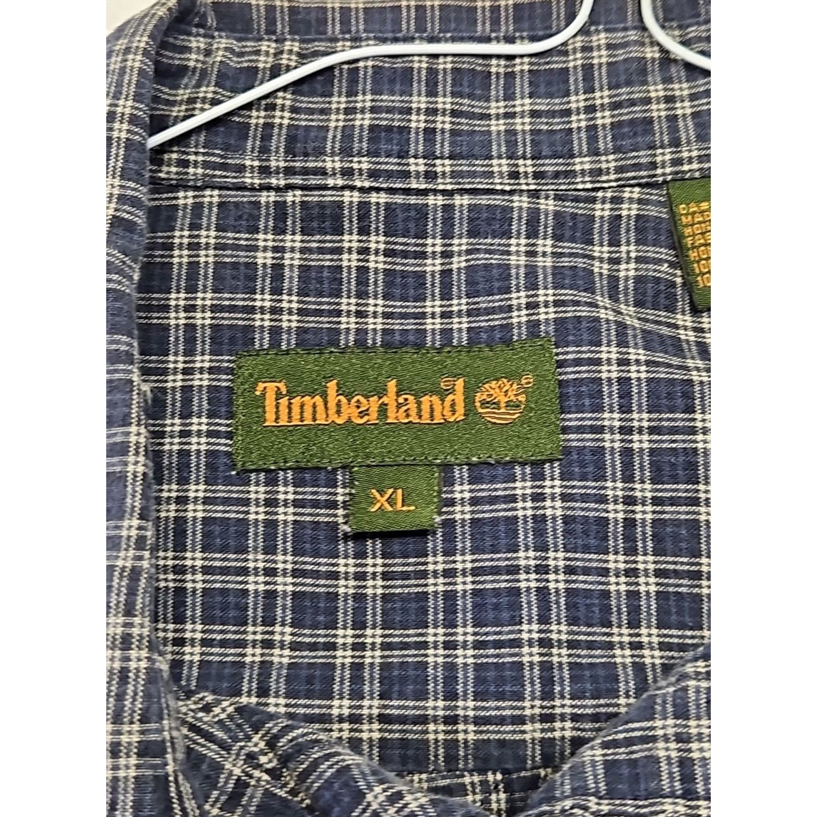 Timberland VINTAGE Timberland Shirt Mens XL Blue Plaid Button-Down 90s Wool? Cotton? (original says 100% cotton) Size US XL / EU 56 / 4 - 6 Thumbnail