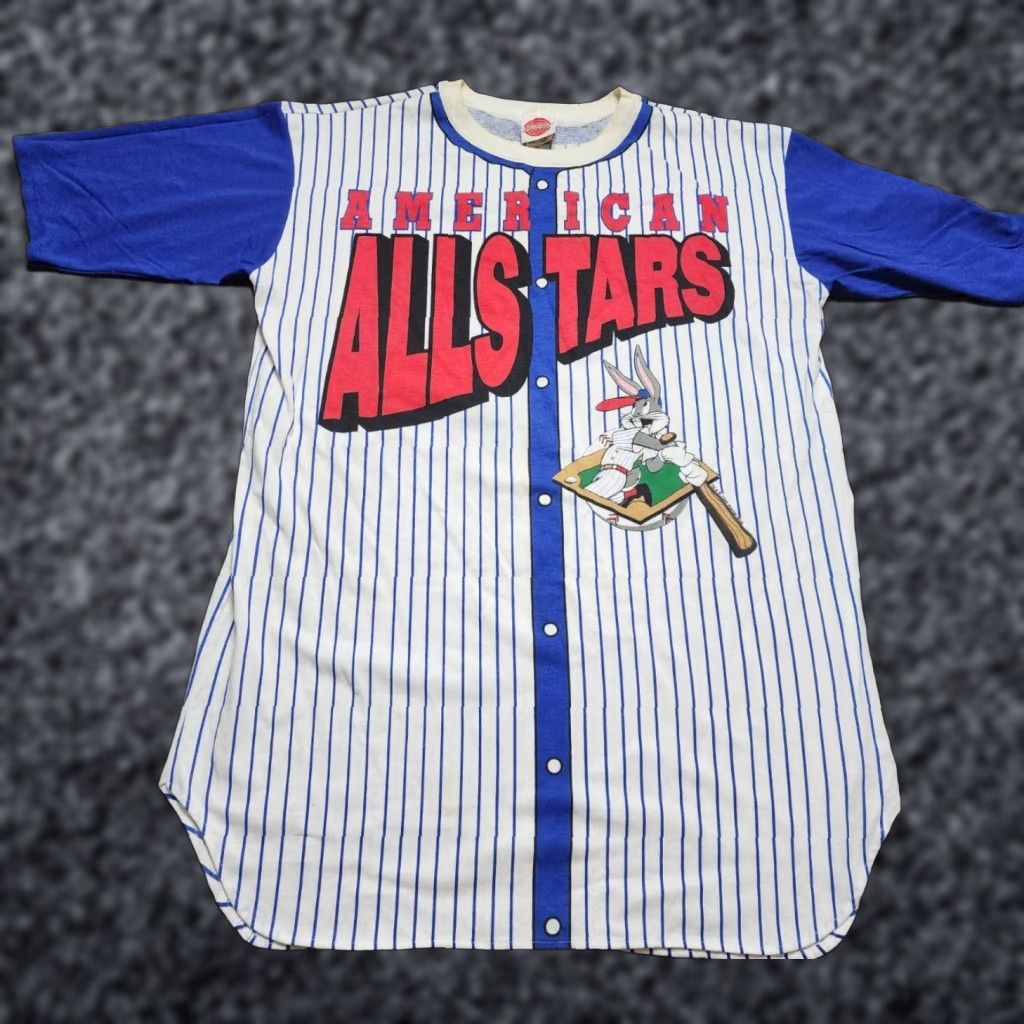 Vintage VTG 1995 Bugs Bunny Looney Tunes Baseball Pajama Dress Shirt XL White Distressed Mens Size XL / US 12-14 / IT 48-50 - 1 Thumbnail