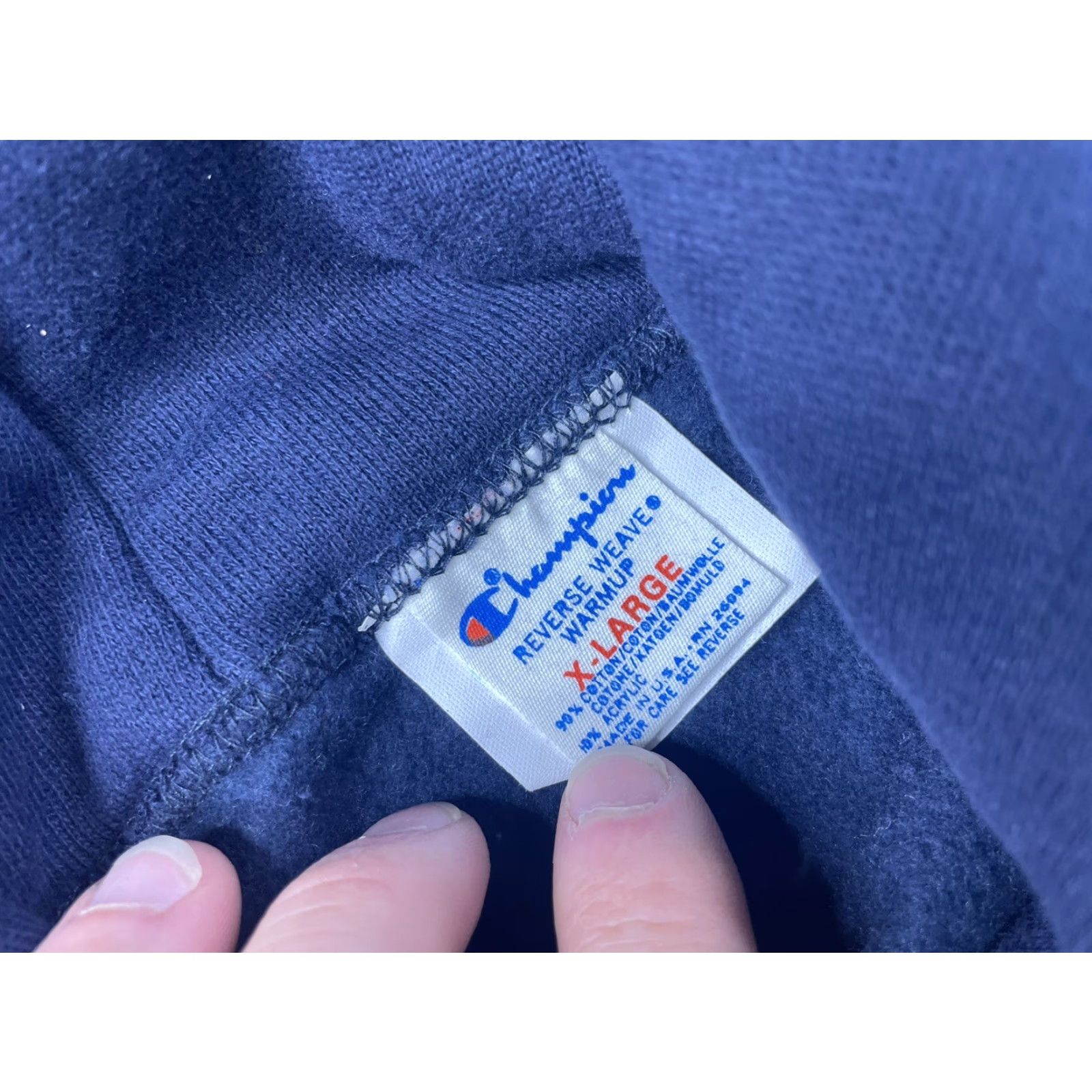 Champion VINTAGE Champion Hoodie Sweatshirt & Pants Set Late Night Mens XL Blue 1980s Cotton Blend Regular Long Sleeve Mens Size US XL / EU 56 / 4 - 4 Thumbnail