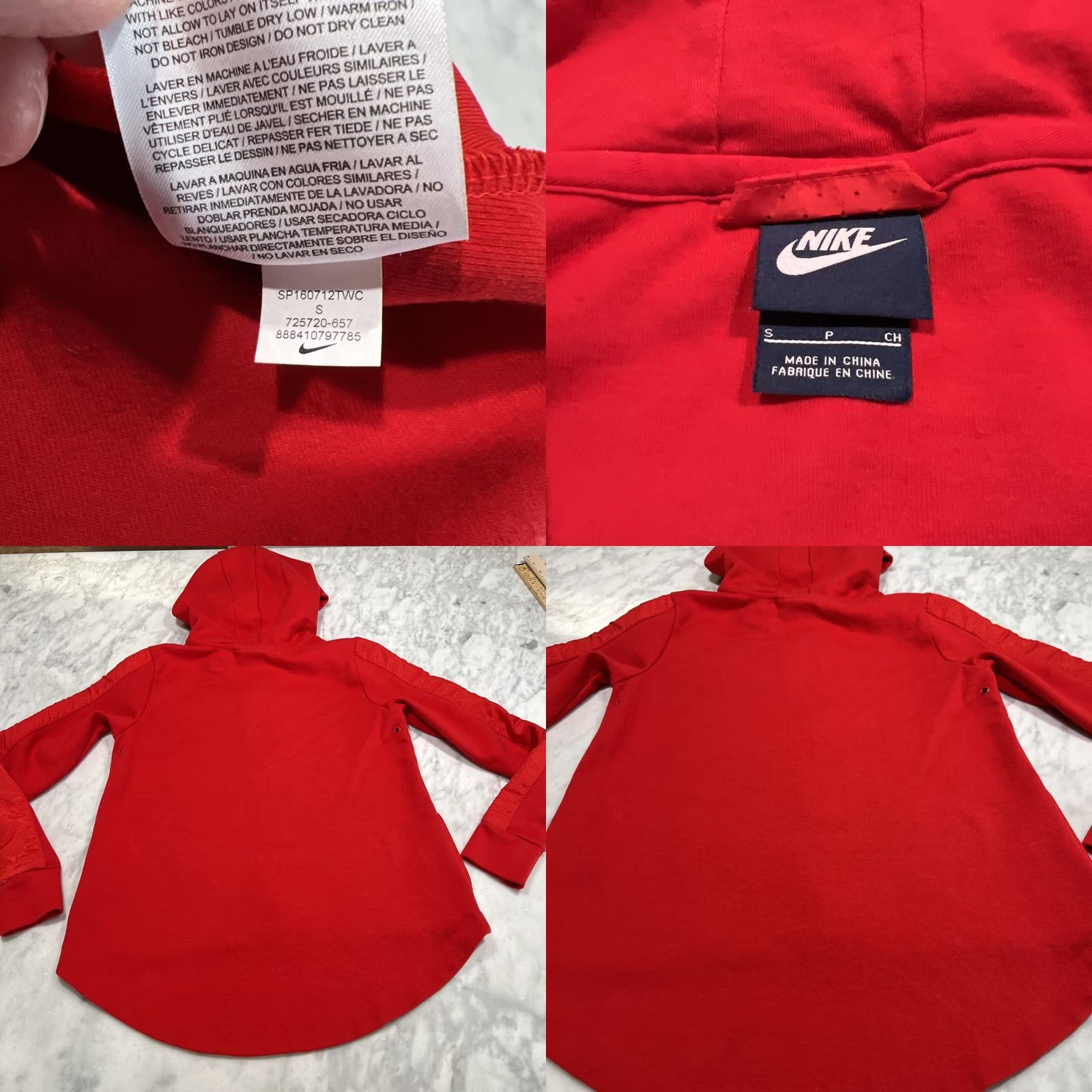 Nike Nike Hoodie Small Red Full Zip Pockets Swoosh High Neck Long Tail 725720-657 Size US S / EU 44-46 / 1 - 8 Thumbnail