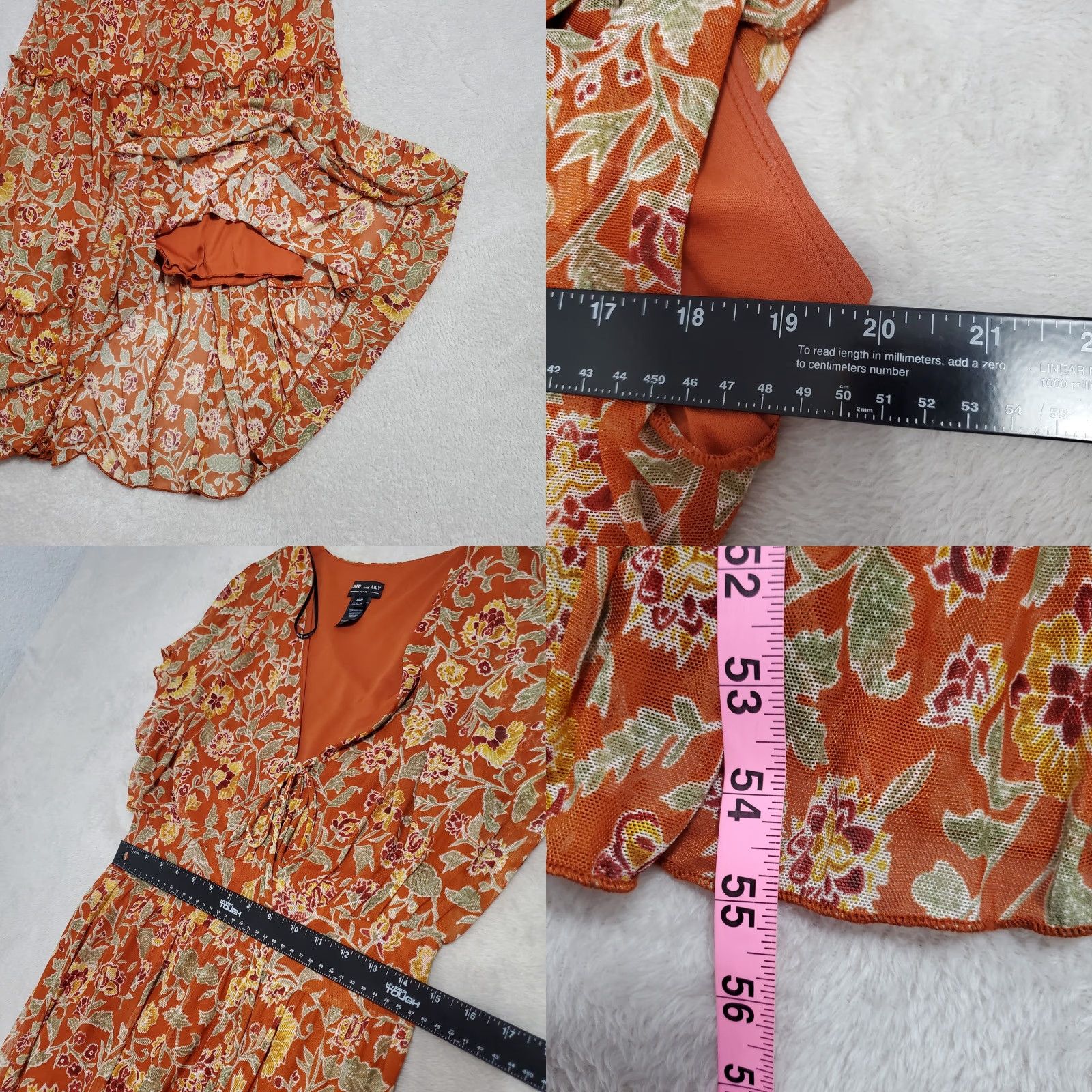 Vintage VINTAGE Kate & Lily Dress Women 14P Orange Floral Maxi Tiered Flowy Western Boho Size XL / US 12-14 / IT 48-50 - 8 Thumbnail