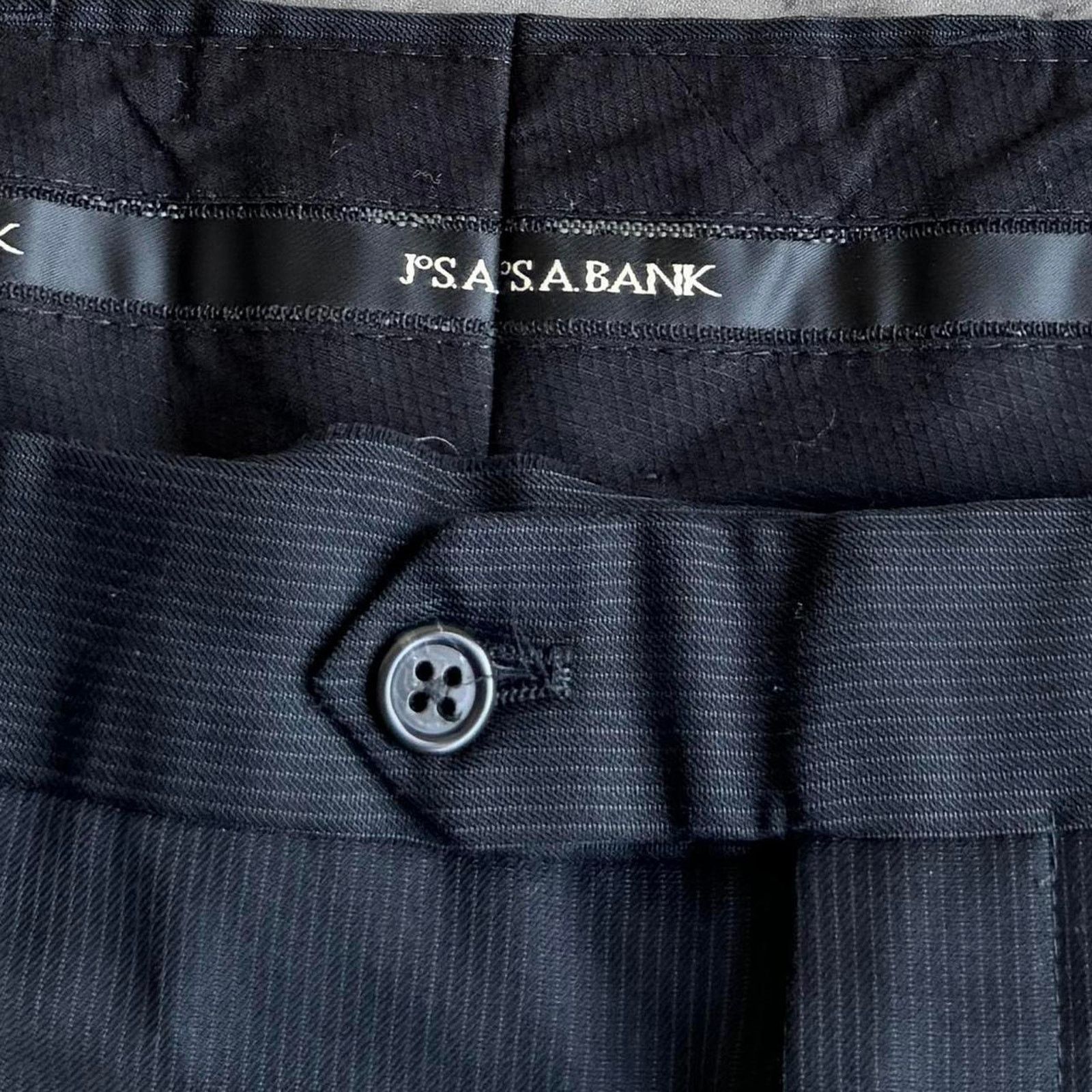 Jos. A. Bank × Vintage Vintage Y2K Baggy Black Pinstripe Grunge Opium Dress Pants Size US 37 - 3 Thumbnail