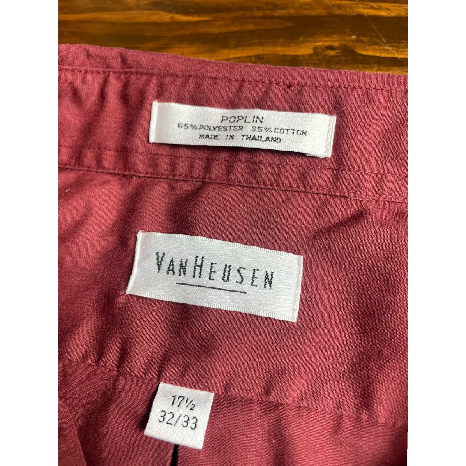 Van Heusen VINTAGE Van Heusen Shirt Mens XL Red Maroon Poplin Button Up Long Sleeve Size US XL / EU 56 / 4 - 8 Thumbnail