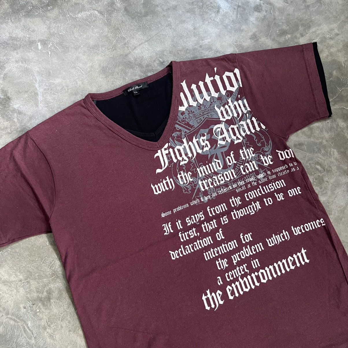 If Six Was Nine 2000s Clash A head Vkei Style Double Layer Poem V neck Shirt Size US L / EU 52-54 / 3 - 2 Thumbnail