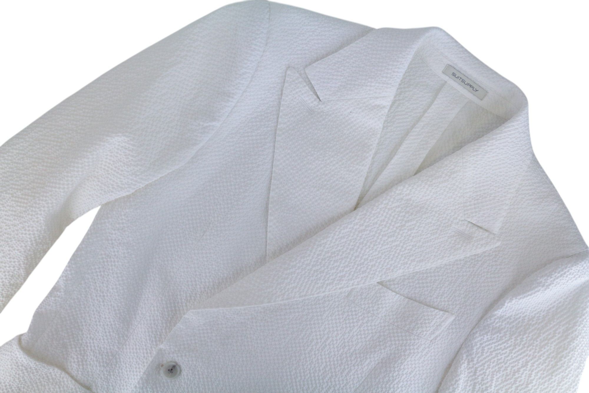 Suitsupply HAVANA UK38R White Crinkled 2 Piece Suit 67230 Size 38R - 8 Thumbnail