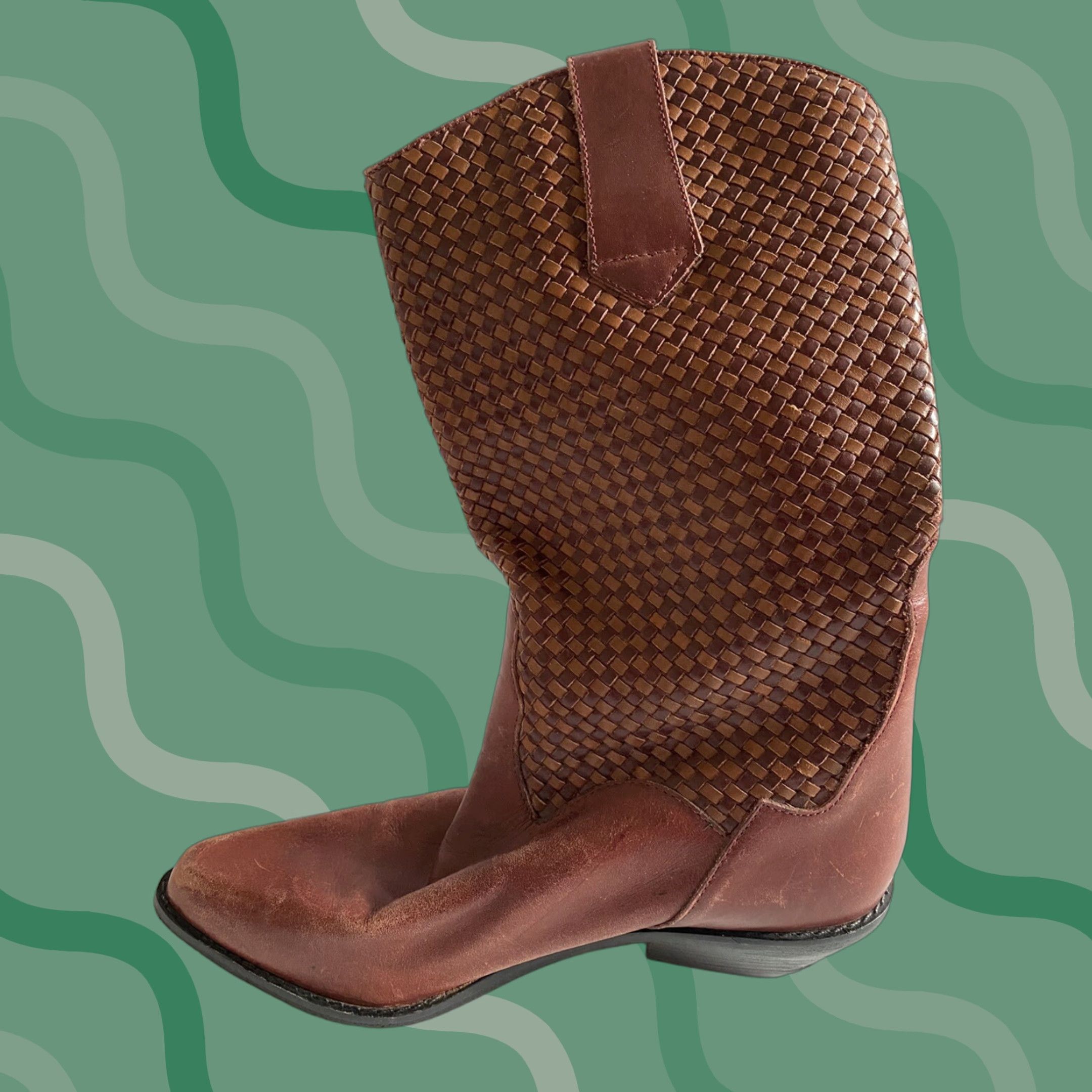 Vintage Dingo Boots Womens 7M Brown Woven 12-18293 Pull On Size US 7 / IT 37 - 1 Thumbnail