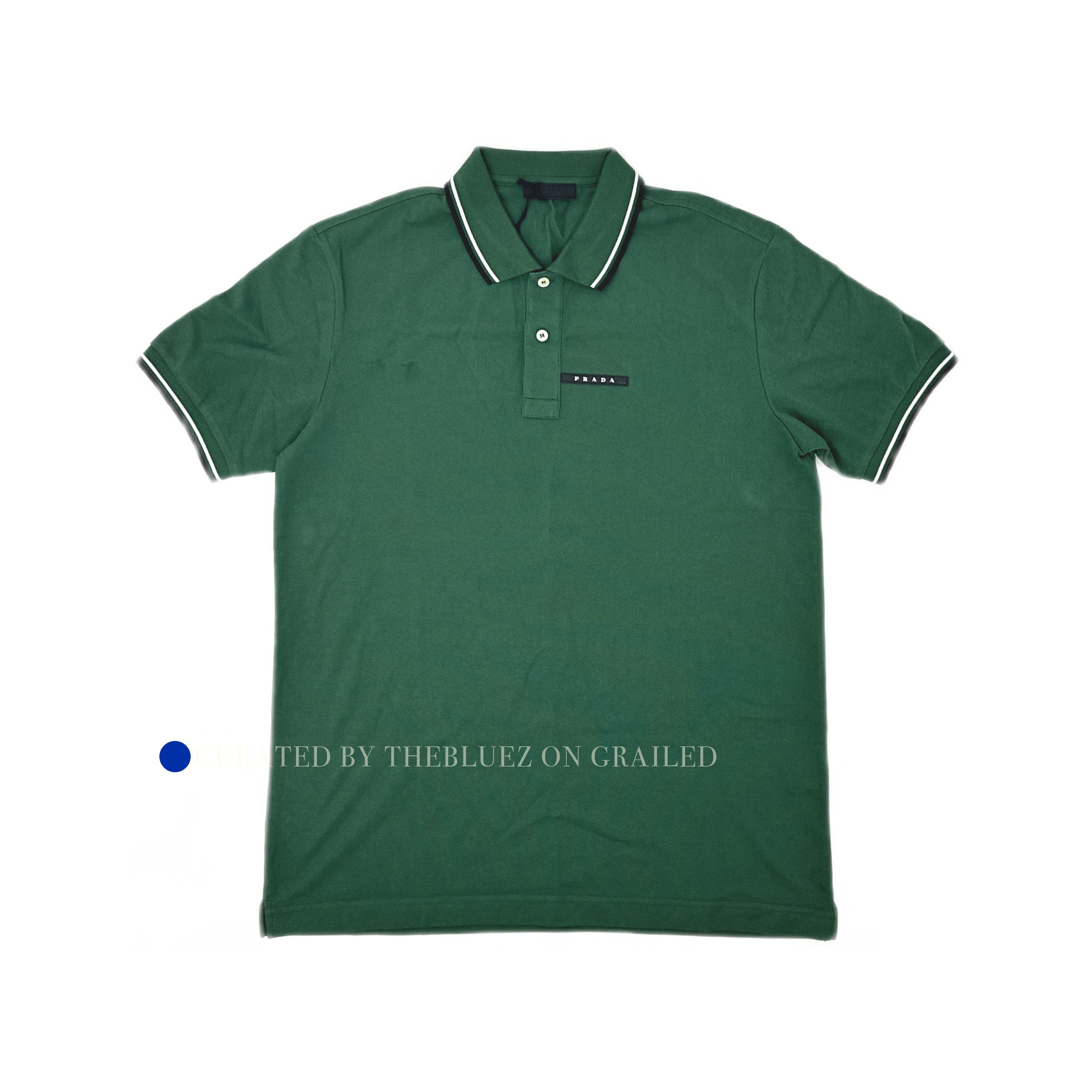Prada Logo Trim Polo Shirt in Green Size US XL / EU 56 / 4 - 1 Thumbnail